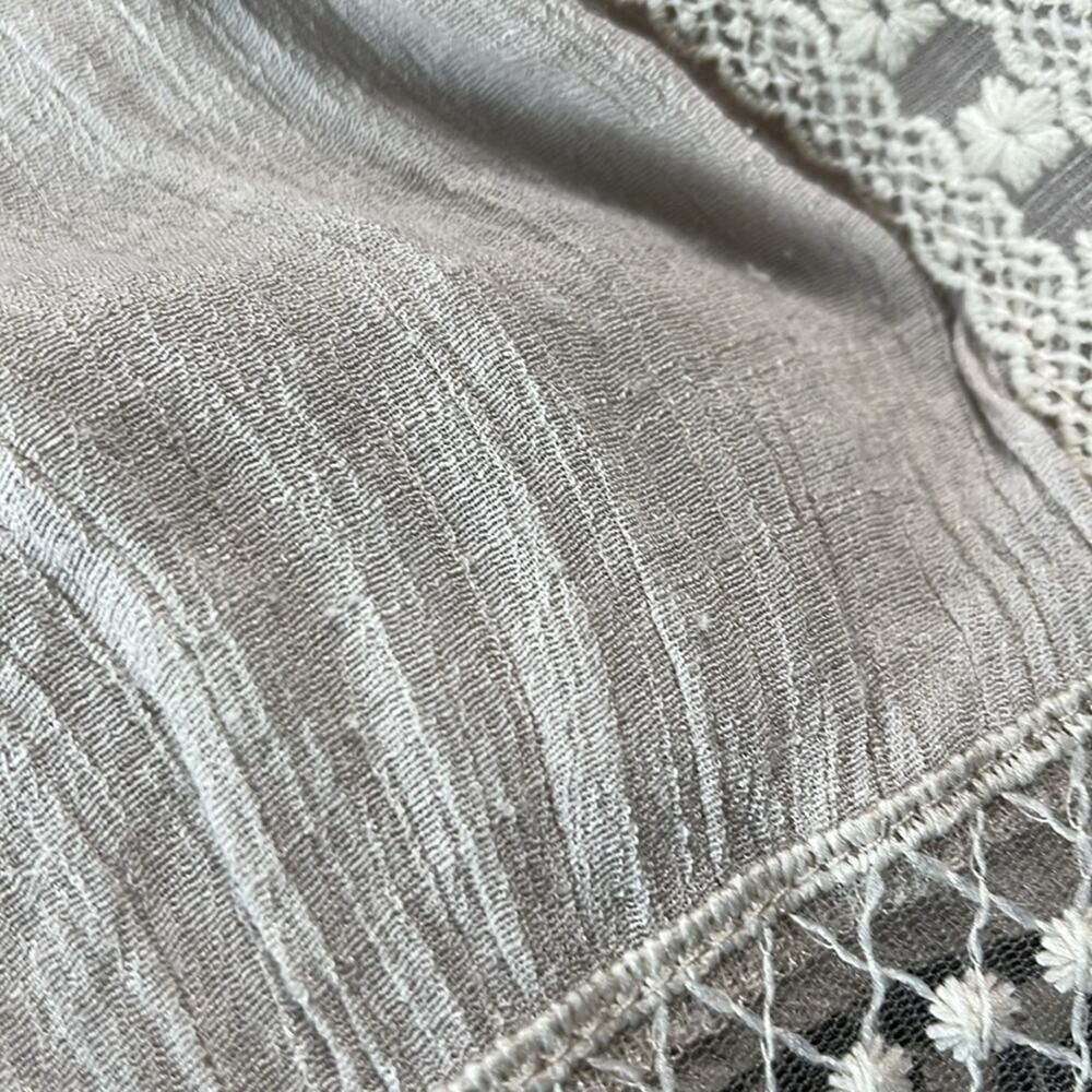 Rebellion Cream Long Open Cardigan with Embroidered Details - Picture 8 of 8
